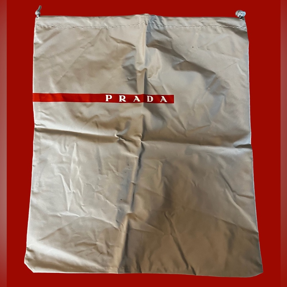 COPY - PRADA SLEEPER DUSTBAG PLASTIC SILVER GRAY COLOR LOGO for SHOES OR BAG